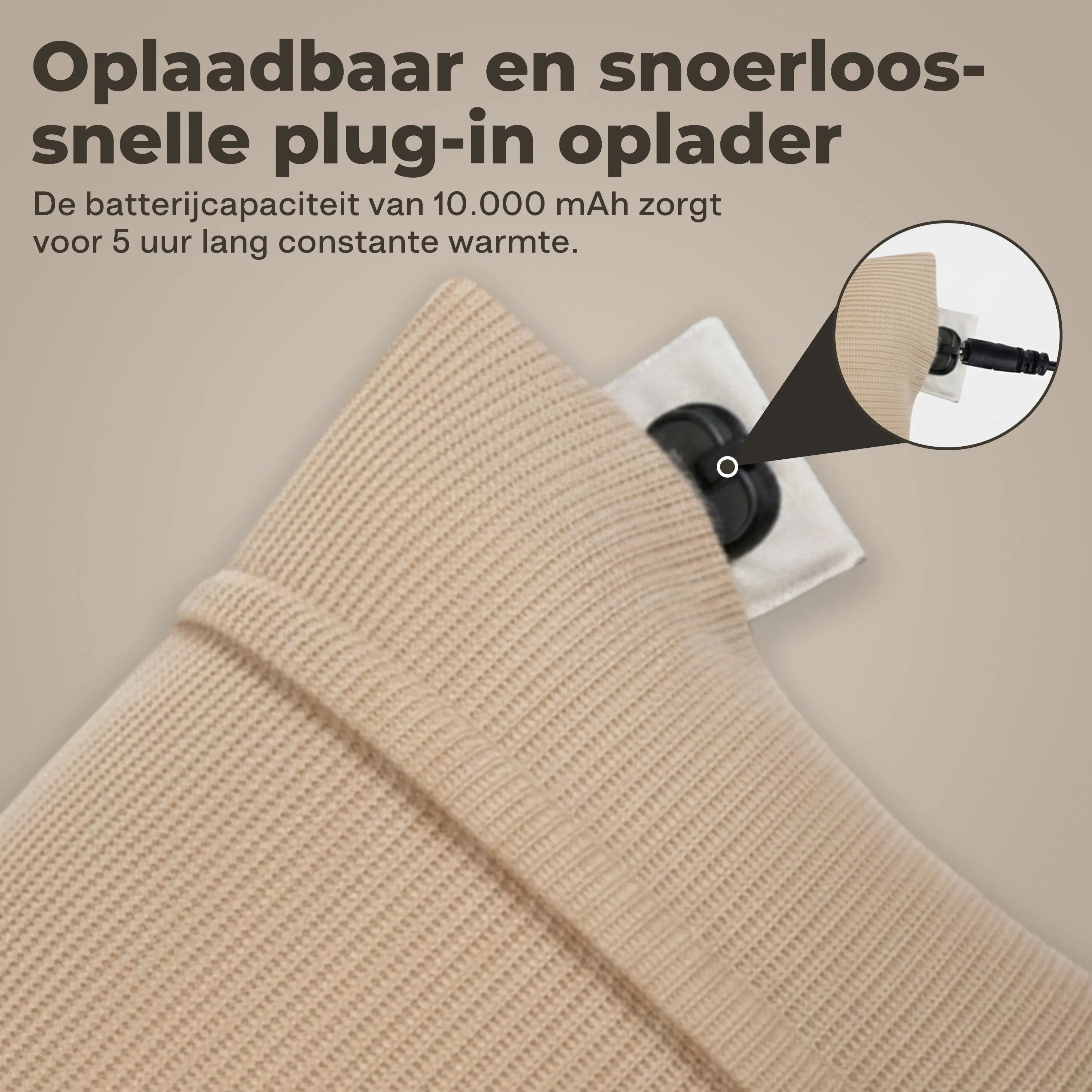 Kuddle Warmtekussen - 45x60cm Sand Beige - Vaste batterij Kuddle | Draadloze Warmtekussens