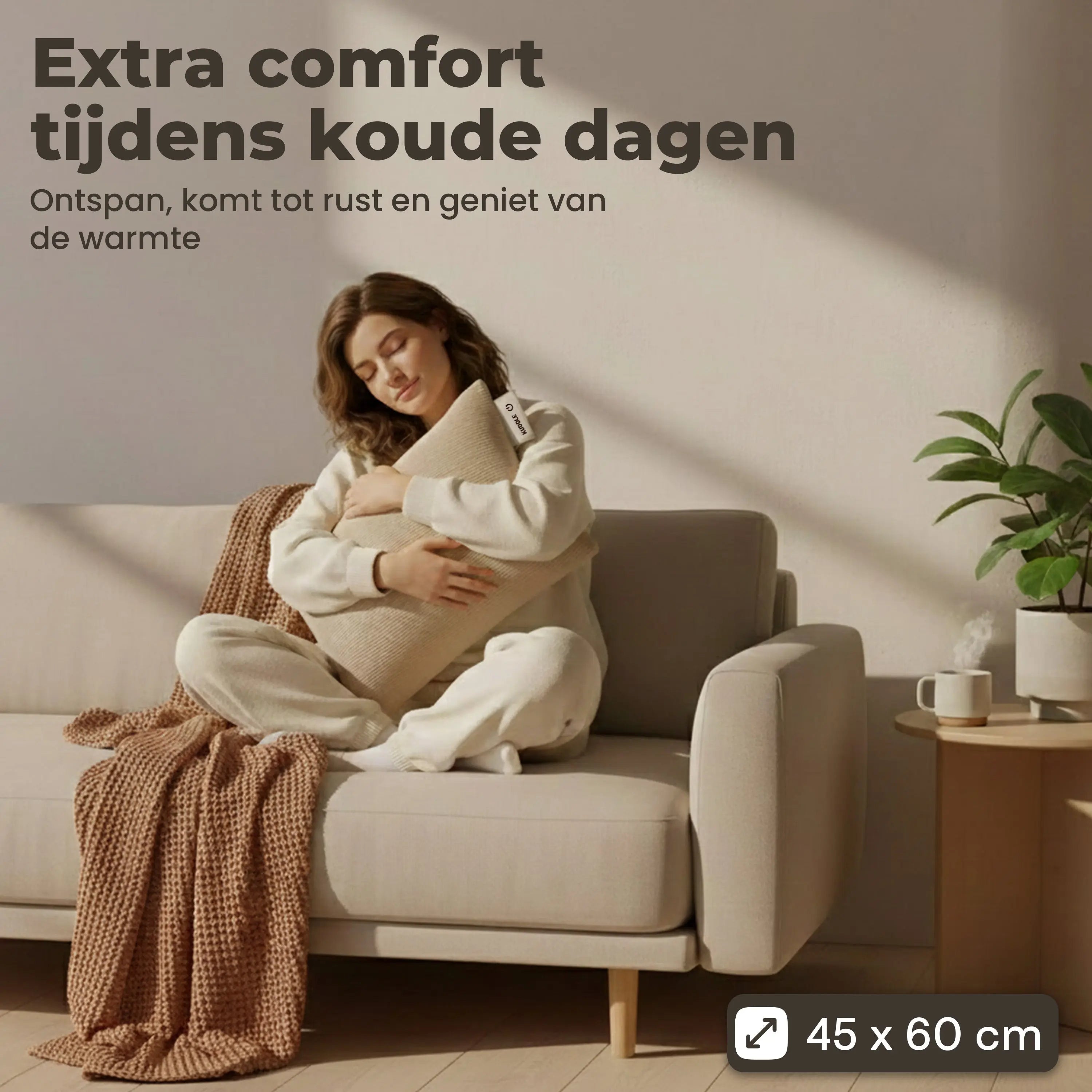 Kuddle Warmtekussen - 45x60cm Sand Beige - Vaste batterij Kuddle | Draadloze Warmtekussens