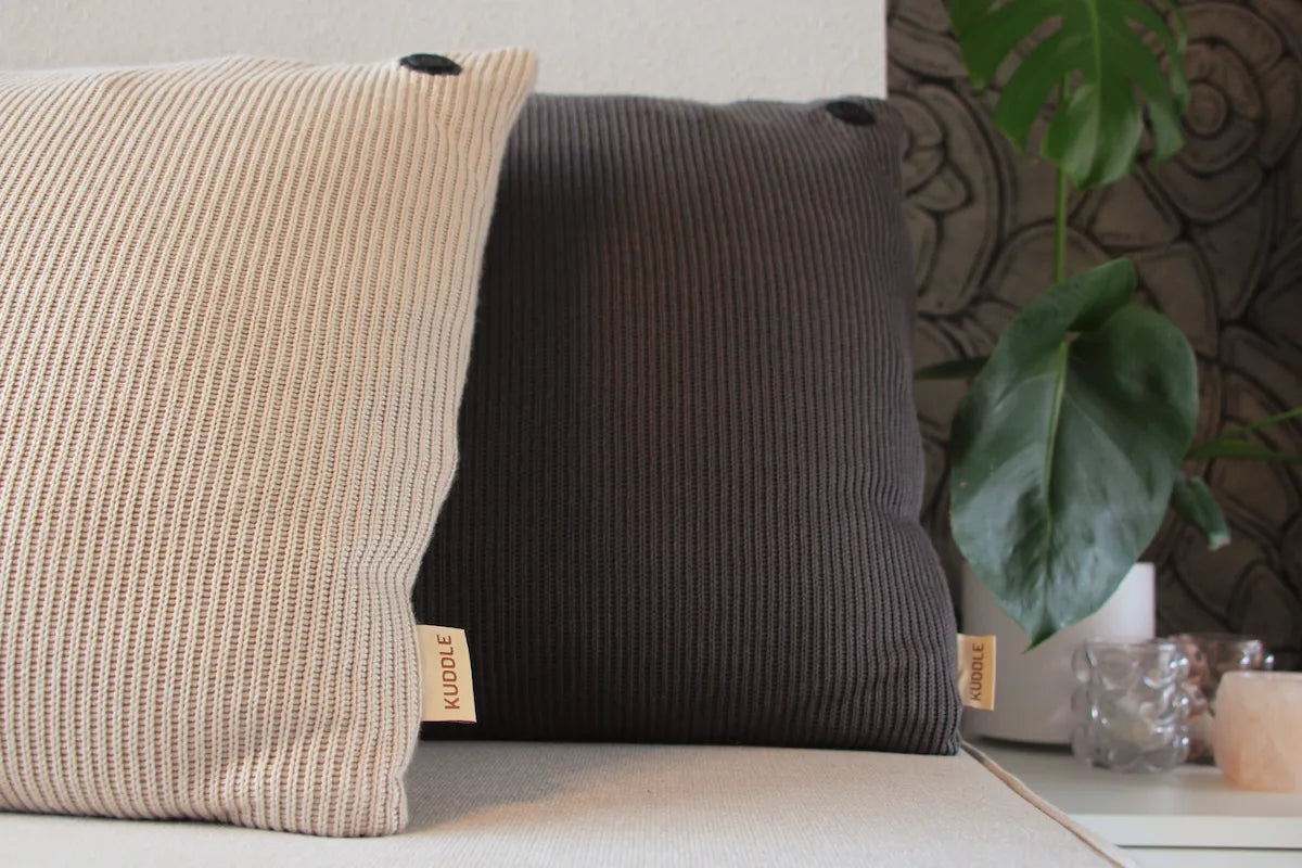 Kuddle warmtekussen beige en grijs 