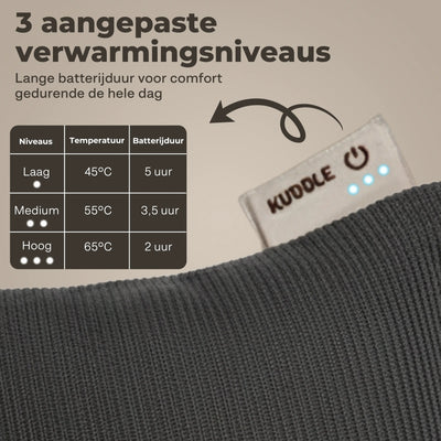 Kuddle Warmtekussen - 45x60cm Cozy Grey - Vaste batterij
