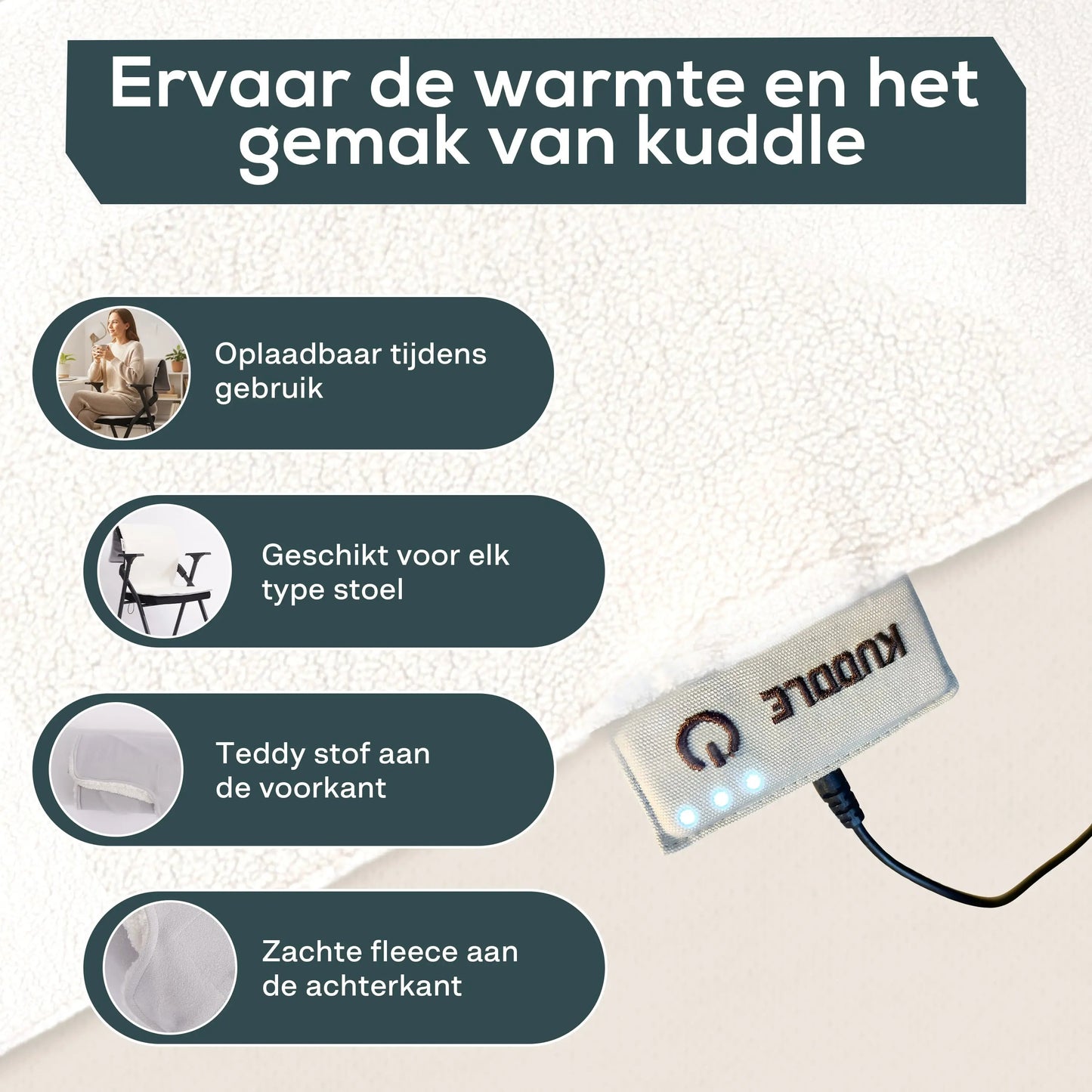 Kuddle Warmtedeken - Teddy Off White