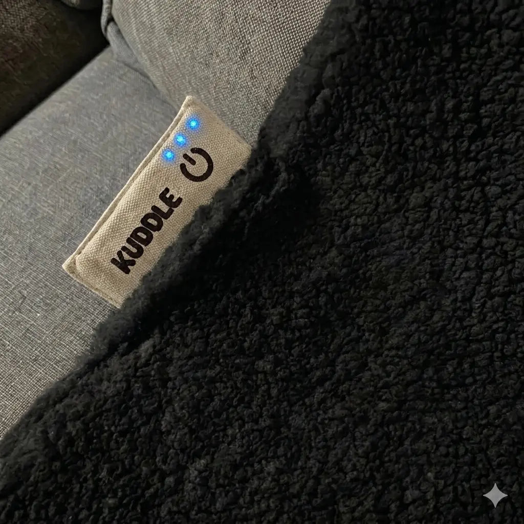 Kuddle Elektrische Deken Draadloos - Warmtedeken Infrarood & Oplaadbaar - Teddy 'Black' 135x45cm - Inclusief Batterij Kuddle | Draadloze Warmtekussens